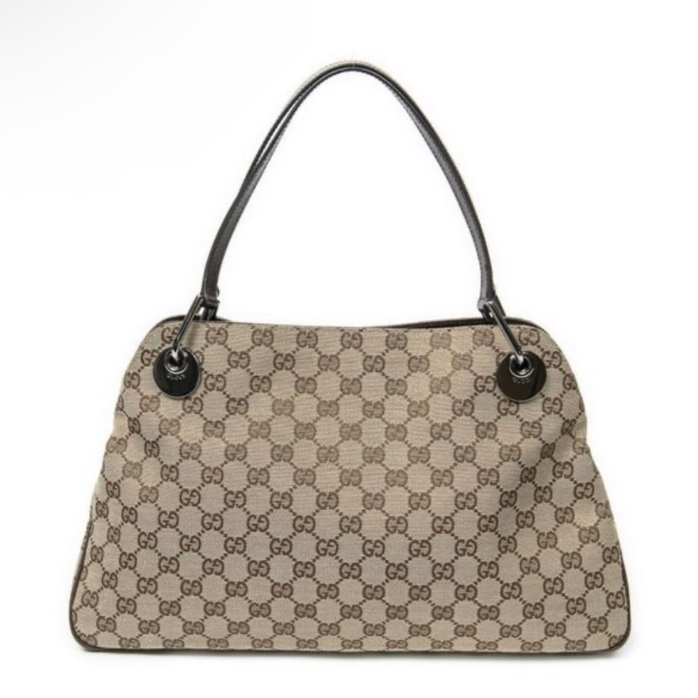 Authentic Gucci GG canvas tote bag beige brown